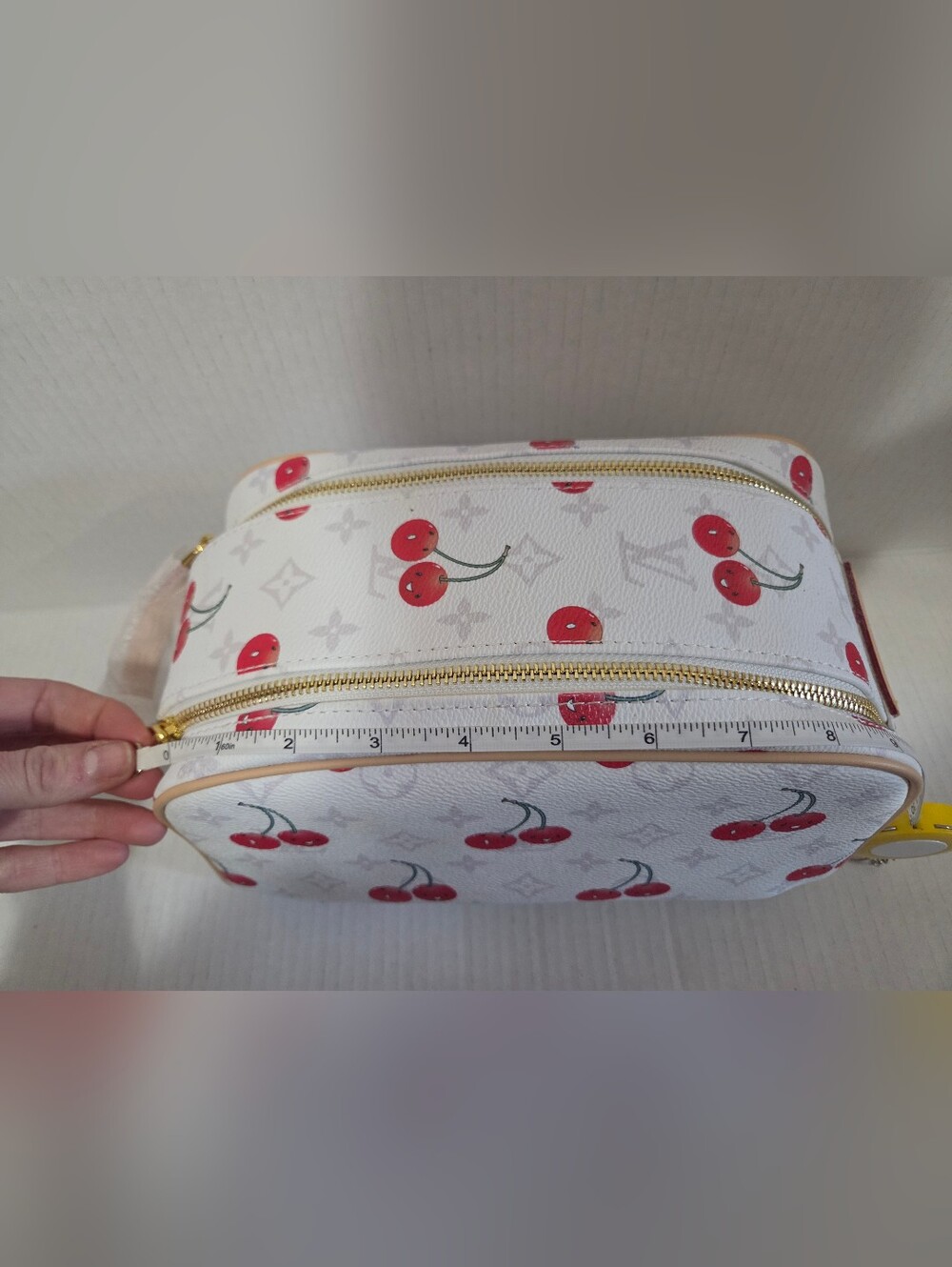 DISCOUNTED*** See Details. White Cherry Print Cosmetic Pouch - Picture 7 of 10